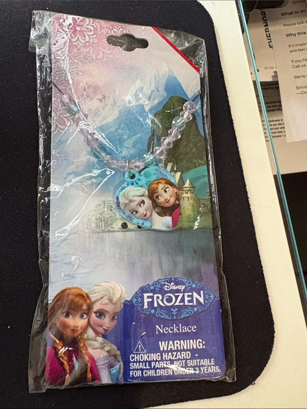 Disney Frozen Heart Pendant Necklace - Blue & Pink Beads